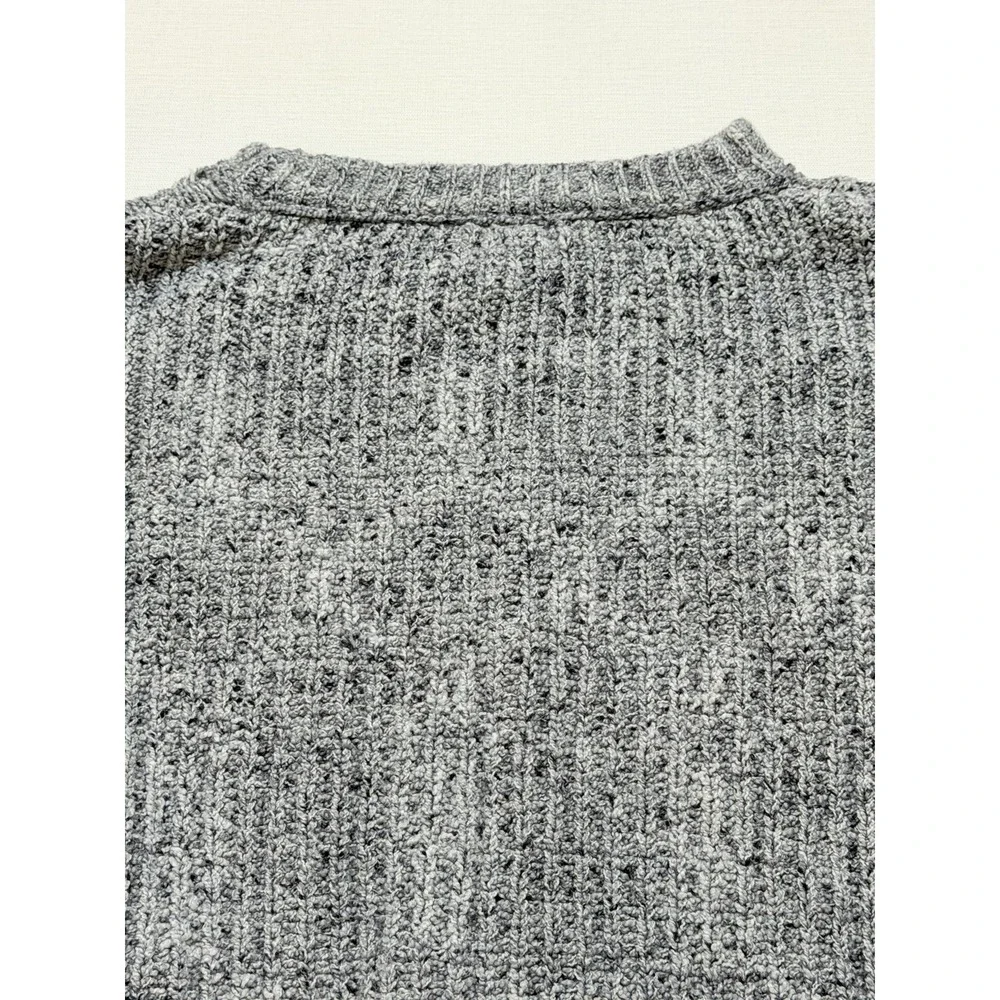Free People On Your Side Gray Knit Cropped Long Sleeve Pullover Sweater M